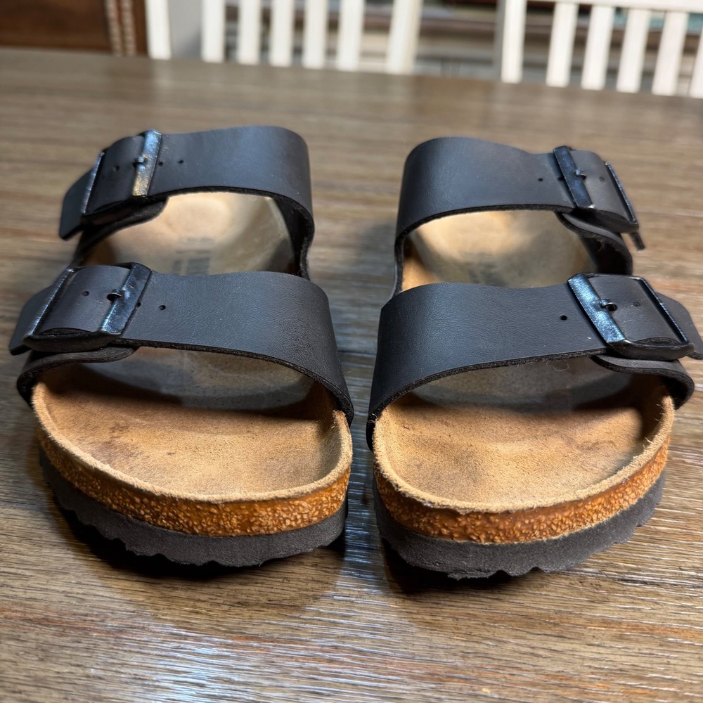 Birkenstock Arizona Black Birko-Flor Two Strap Buckle Slide Sandals Sz 40N L9 M7 - Picture 3 of 10